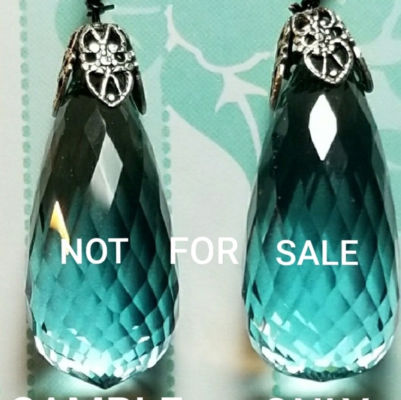 Artisan Handcrafted Gemstone Earrings Jewelry - #0214 Aquamarine Quartz Crystal Earrings